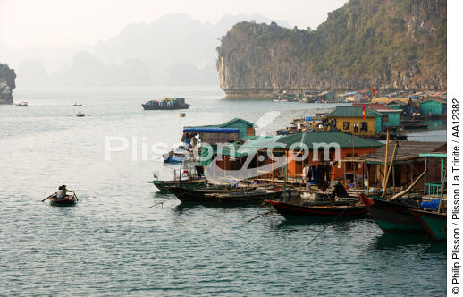 A village in Along Bay - © Philip Plisson / Plisson La Trinité / AA12382 - Photo Galleries - Site of interest [Vietnam]