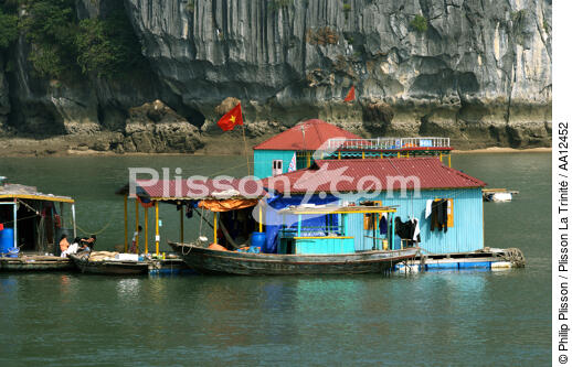 Habitation dans la baie d'Along. - © Philip Plisson / Plisson La Trinité / AA12452 - Nos reportages photos - Site [Vietnam]
