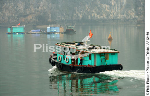 Bateau à moteur dans la baie d'Along. - © Philip Plisson / Plisson La Trinité / AA12469 - Nos reportages photos - Vietnam