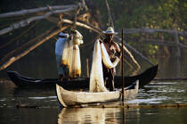 Fishing in the backwaters. © Philip Plisson / Plisson La Trinité / AA12587 - Photo Galleries - Site of interest [Kerala]