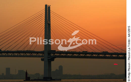 Baie de Tokyo - Pont de Yokohama - © Philip Plisson / Plisson La Trinité / AA12815 - Nos reportages photos - Pont suspendu