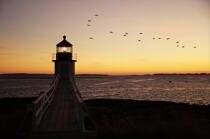 Marshall Point Light in Maine. © Philip Plisson / Plisson La Trinité / AA13109 - Photo Galleries - Sunset