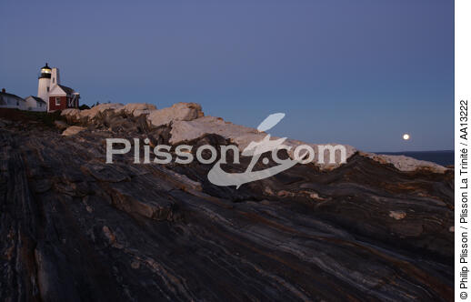Pemaquid Point Light dans le Maine. - © Philip Plisson / Plisson La Trinité / AA13222 - Nos reportages photos - Pleine lune