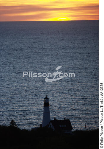 Portland Head Light dans le Maine. - © Philip Plisson / Plisson La Trinité / AA13375 - Nos reportages photos - Coucher de soleil