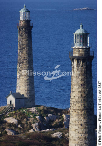 Cape Ann Twin Lighthouse in Massachusetts. - © Philip Plisson / Plisson La Trinité / AA13537 - Photo Galleries - United States [The]