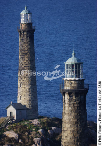 Cape Ann Twin Lighthouse in Massachusetts. - © Philip Plisson / Plisson La Trinité / AA13538 - Photo Galleries - Cape Ann