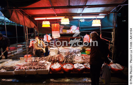 Vente de poissons à Hong Kong. - © Philip Plisson / Plisson La Trinité / AA14164 - Nos reportages photos - Poisson