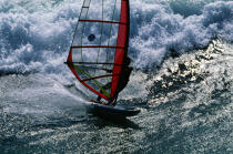 Planche à voile à Erdeven. © Philip Plisson / Plisson La Trinité / AA16033 - Nos reportages photos - Mer