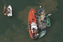 Canot de sauvetage au mouillage devant Port-Navalo. © Philip Plisson / Plisson La Trinité / AA16866 - Nos reportages photos - Canot de sauvetage