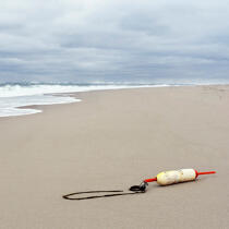 Bouée échouée sur une plage de Cape Cod. © Philip Plisson / Plisson La Trinité / AA17752 - Nos reportages photos - Format carré