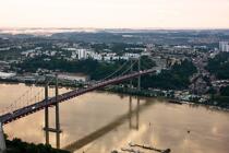 Le pont d'Aquitaine à Bordeaux © Philip Plisson / Plisson La Trinité / AA18159 - Nos reportages photos - Pont suspendu