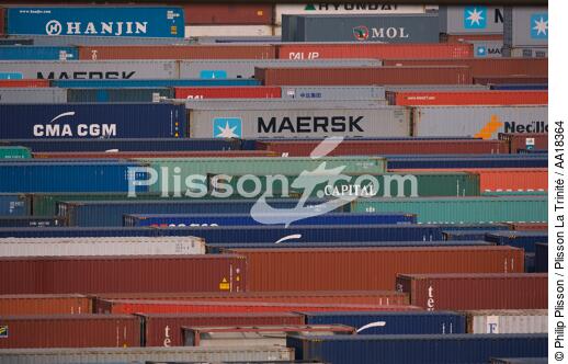 Porte conteneurs au Havre. - © Philip Plisson / Plisson La Trinité / AA18364 - Nos reportages photos - Porte-conteneurs, la démesure