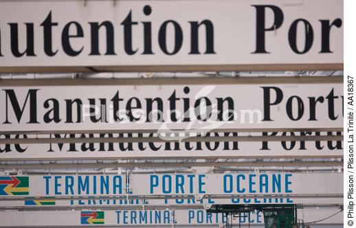 Portiques dans le port du Havre. - © Philip Plisson / Plisson La Trinité / AA18367 - Nos reportages photos - Ville [76]
