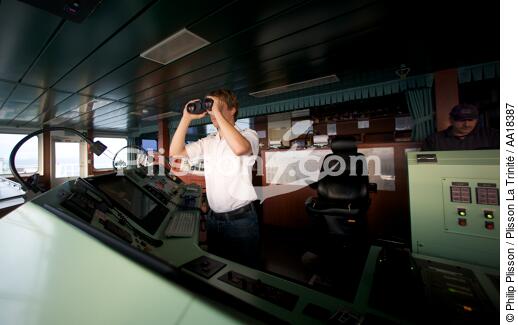 A bord d'un porte-conteneur. - © Philip Plisson / Plisson La Trinité / AA18387 - Nos reportages photos - Elément d'un bateau