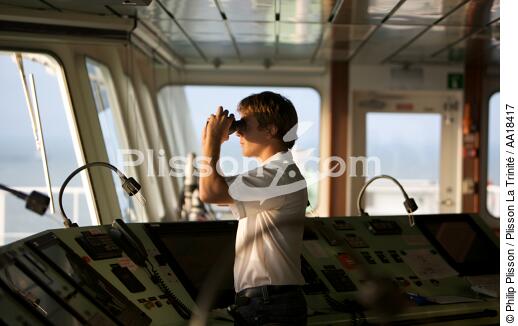 On board a container ship. - © Philip Plisson / Plisson La Trinité / AA18417 - Photo Galleries - Bridge
