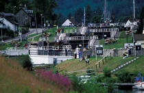 Series of locks on the Caledonian Canal to Fort Augustus © Philip Plisson / Plisson La Trinité / AA19540 - Photo Galleries - Site of interest [Scot]