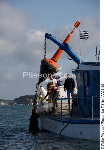 Baliseur. - © Philip Plisson / Plisson La Trinité / AA21103 - Nos reportages photos - Quiberon [Baie de]