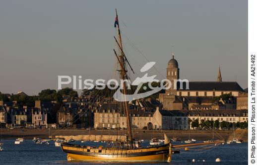 Le Renard at anchor off St. Malo. - © Philip Plisson / Plisson La Trinité / AA21492 - Photo Galleries - Privateer cutter