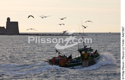 Bateau de pêche devant Saint-Vaast la Hougue. - © Philip Plisson / Plisson La Trinité / AA21867 - Nos reportages photos - Tatihou