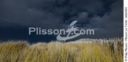 The dunes Erdeven. - © Philip Plisson / Plisson La Trinité / AA24591 - Photo Galleries - Grey sky