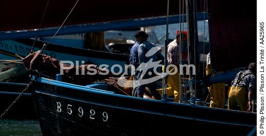 Shellfish vessel in Brest - © Philip Plisson / Plisson La Trinité / AA25965 - Photo Galleries - Crew