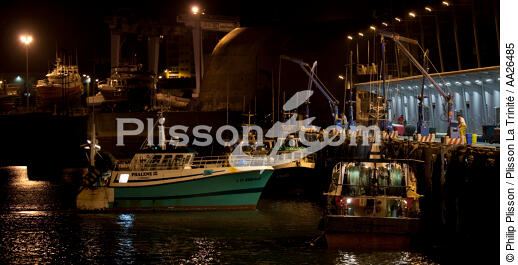 Le port de pêche de Kéroman à Lorient. - © Philip Plisson / Plisson La Trinité / AA26485 - Nos reportages photos - Nuit