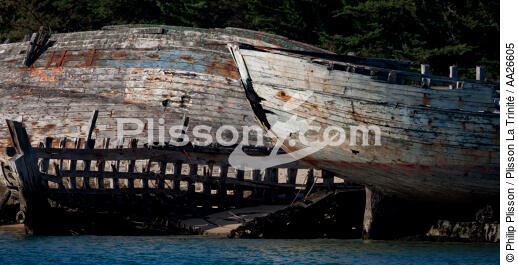 Epaves de thonier à Plouhinec - © Philip Plisson / Plisson La Trinité / AA26605 - Nos reportages photos - Elément d'un bateau