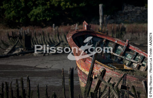 Epave sur le Blavet. - © Philip Plisson / Plisson La Trinité / AA26674 - Nos reportages photos - Blavet [Rivière du]