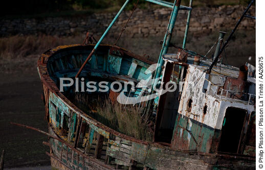 Epave sur le Blavet. - © Philip Plisson / Plisson La Trinité / AA26675 - Nos reportages photos - Rivière