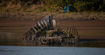 Epave sur le Blavet. © Philip Plisson / Plisson La Trinité / AA26682 - Nos reportages photos - Cimetière marin