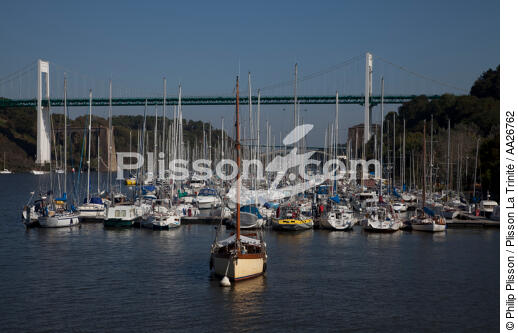 La Roche-Bernard. - © Philip Plisson / Plisson La Trinité / AA26762 - Nos reportages photos - Pont suspendu