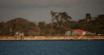 Island Madame cabins © Philip Plisson / Plisson La Trinité / AA27628 - Photo Galleries - Square fishing net