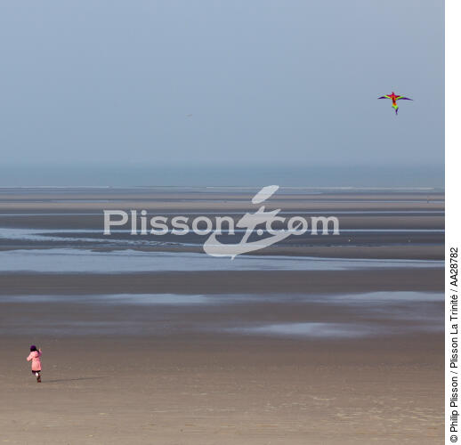 Sur la plage au Touquet - © Philip Plisson / Plisson La Trinité / AA28782 - Nos reportages photos - Format carré