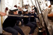 L'Ecole des Mousse à bord du Belem © Philip Plisson / Plisson La Trinité / AA32622 - Nos reportages photos - Grand voilier
