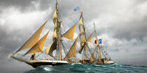 The Belem between Groix and Belle-Ile [AT] © Philip Plisson / Plisson La Trinité / AA32747 - Photo Galleries - Three masts