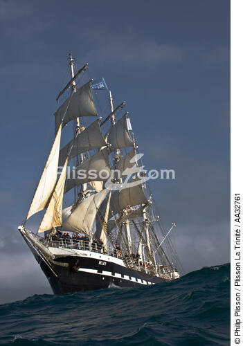 The Belem between Groix and Belle-Ile [AT] - © Philip Plisson / Plisson La Trinité / AA32761 - Photo Galleries - Tall ship / Sailing ship