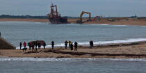 Déconstruction du cargo TK Bremen sur la plage d'Erdeven © Philip Plisson / Plisson La Trinité / AA33074 - Nos reportages photos - Pollution