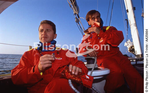 Fred and Jean Maurel Dahirel winner in the 1995 Transat Jacques Vabre on the monohull Côtes d'Or - © Philip Plisson / Plisson La Trinité / AA35664 - Photo Galleries - Personality