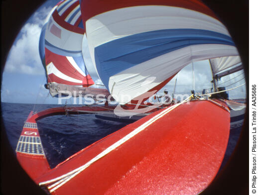 On board the proa Lestra Sport - © Philip Plisson / Plisson La Trinité / AA35686 - Photo Galleries - Racing multihull