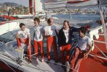 Le team du catamaran Royal © Philip Plisson / Plisson La Trinité / AA35706 - Nos reportages photos - Multicoque de course