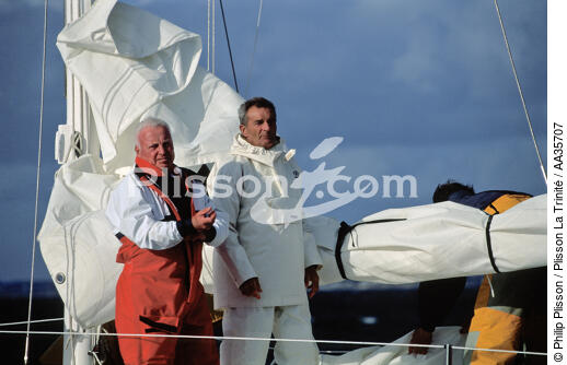 Costantini and Gilles Eric Tabarly on Pen Duick II - © Philip Plisson / Plisson La Trinité / AA35707 - Photo Galleries - Maxi-monohull Racing Yacht