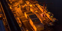Le port de Lorient de nuit © Philip Plisson / Plisson La Trinité / AA35917 - Nos reportages photos - Ville [56]