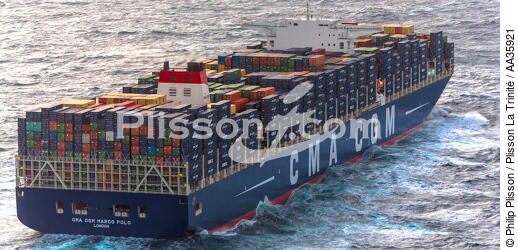 Le porte conteneur Marco Polo - © Philip Plisson / Plisson La Trinité / AA35921 - Nos reportages photos - Transport maritime