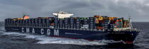 The container door Marco Polo © Philip Plisson / Plisson La Trinité / AA35948 - Photo Galleries - Horizontal panoramic
