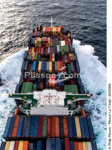 The container door Marco Polo - © Philip Plisson / Plisson La Trinité / AA35956 - Photo Galleries - Maritime transport