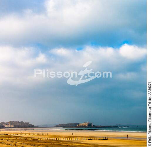 La plage du Sillon à Saint-Malo - © Philip Plisson / Plisson La Trinité / AA36374 - Nos reportages photos - Sillon [plage du]