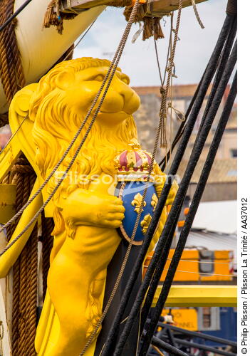 La pose de la mâture de l'Hermione à rochefort - © Philip Plisson / Plisson La Trinité / AA37012 - Nos reportages photos - Mâture