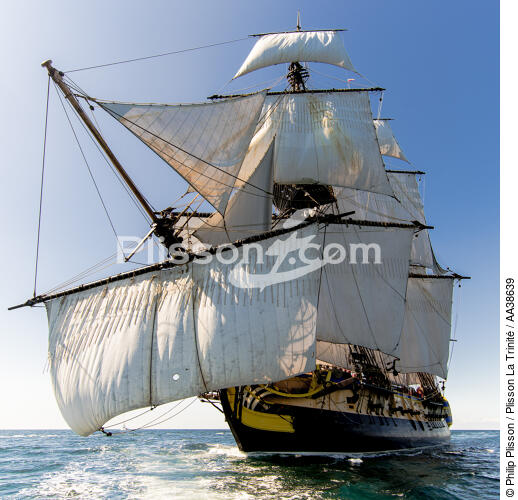 L'Hermione en navigation - © Philip Plisson / Plisson La Trinité / AA38639 - Nos reportages photos - Monocoque