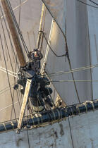 © Philip Plisson / Plisson La Trinité / AA38661 L'Hermione at sea - Photo Galleries - Vertical