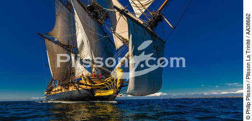 L'Hermione en navigation - © Philip Plisson / Plisson La Trinité / AA38662 - Nos reportages photos - Bateau